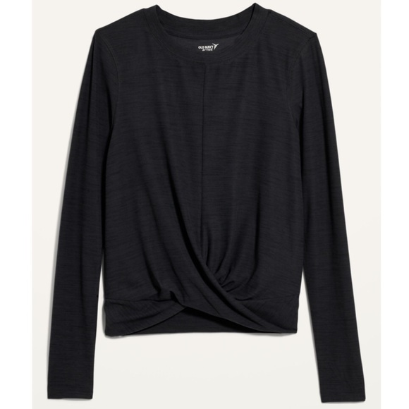 ❤️ Old Navy Heather Black Relaxed Breathe ON Twist-Hem Activewear Wrap Top - Picture 8 of 8